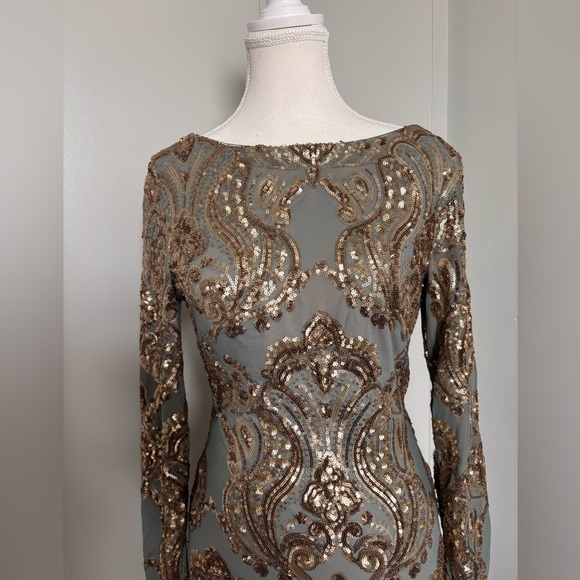 Dress the Population Sage and Gold Sequin Dress - Picture 7 of 11